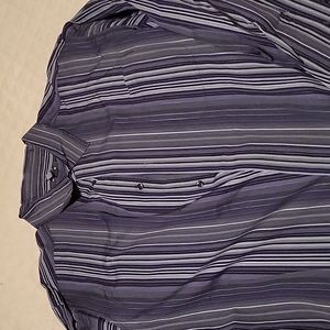 EUC Claiborne Dress Shirt Black Purple Grey Stripes 3XLT